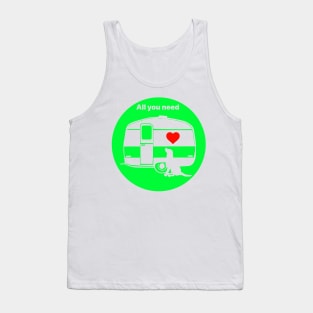 ALL YOU NEED HEART DOG CARAVAN LIME Tank Top